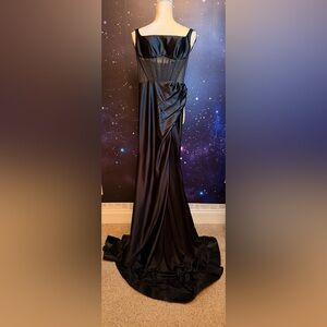 Sherri Hill Black Satin Dress